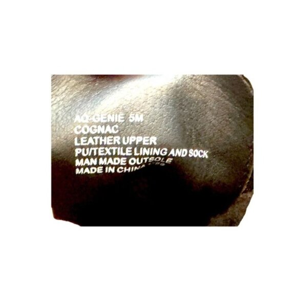 Aqua Genie Cognac Leather Upper Boots 5M Lace-Up, Buckle, Chunky Heel NWOB - Picture 6 of 6